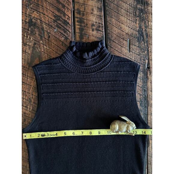 Elie Tahari Tia Womens Sleeveless Ribbed Mock Turtleneck Black Sweater Size S - Picture 8 of 11